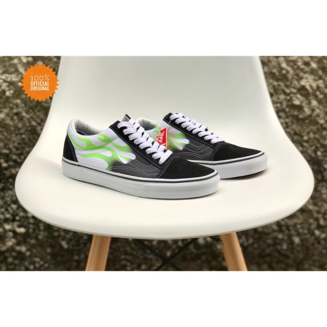 Vans Old Skool ( Flame ) Black/True White