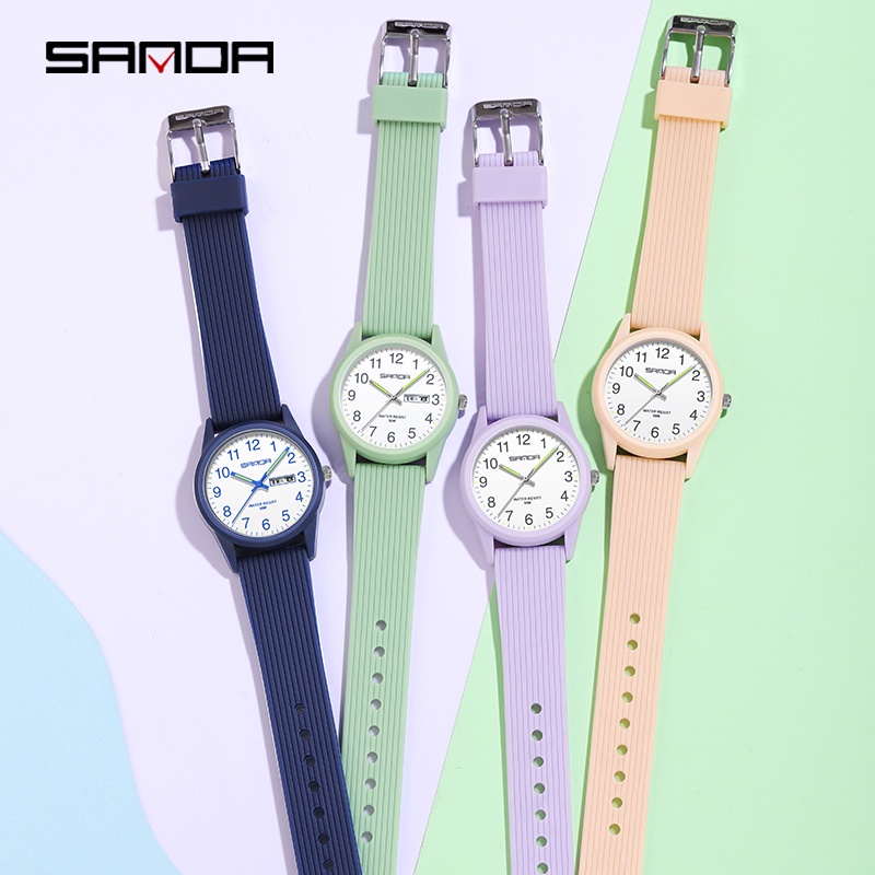 SANDA 6088 Jam Tangan Wanita Pria Analog Sport Tali Rubber Luminous WATCHKITE WKOS