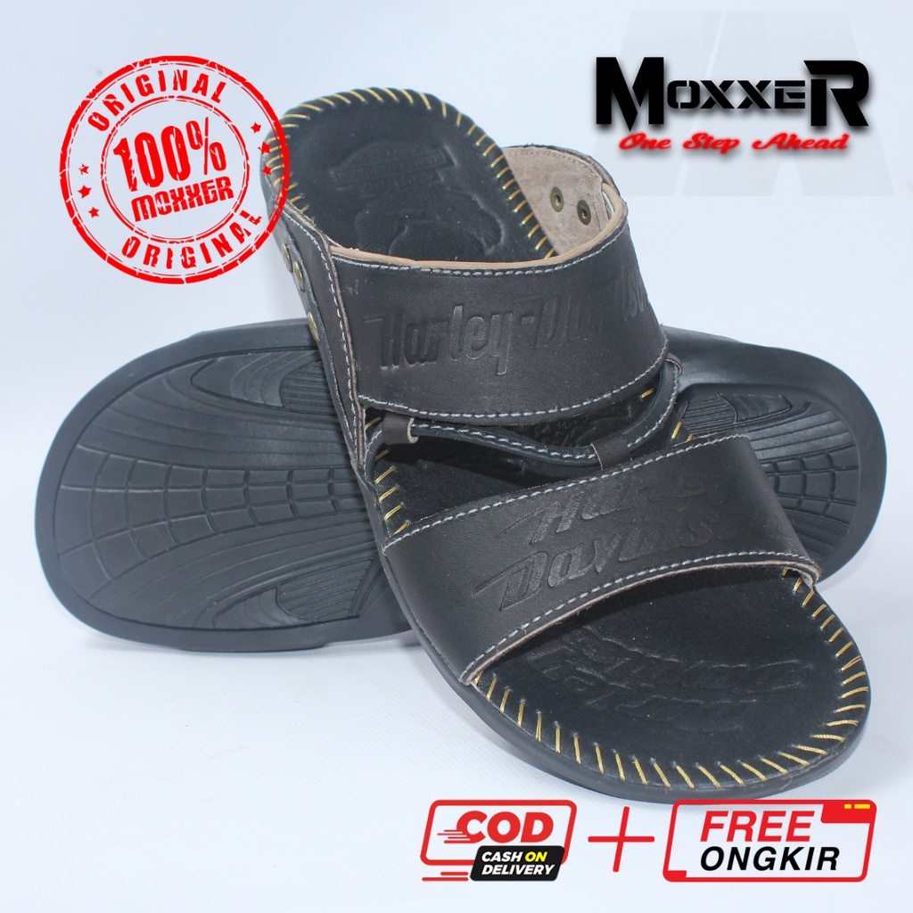 Sandal Kulit Asli Pria Moxxer Full Up Sendal Kulit Asli Pria Sandal Slop Casual / Sendal Jepit Slide MOXXER Kulit Gosok