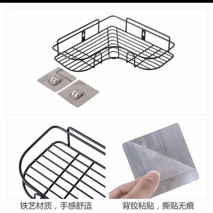 Rak Dinding BAHAN BESI Bentuk L Sudut Tempat Penyimpanan Sabun Dapur