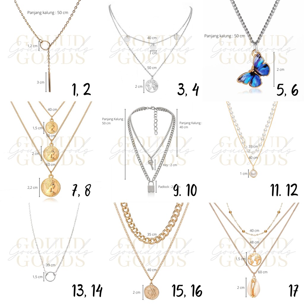 Kalung Rantai Kalung Aesthetic Layer / Aksesoris Kalung Wanita Korea Necklace Silver Kalung Gold