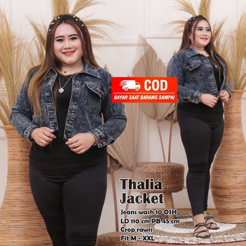 JAKET JEANS WANITA JACKET CROP RAWIS JUMBO LD 110