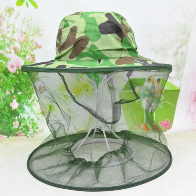 Topi Mancing Jaring Camouflage Anti Nyamuk Lebah - Green--KLV