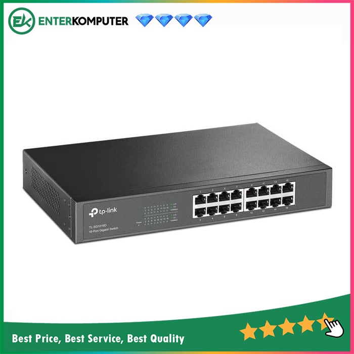 Networking TP - Link Switch 16 Port Gigabit 10/100/1000 RackMount - TL-SG1016D