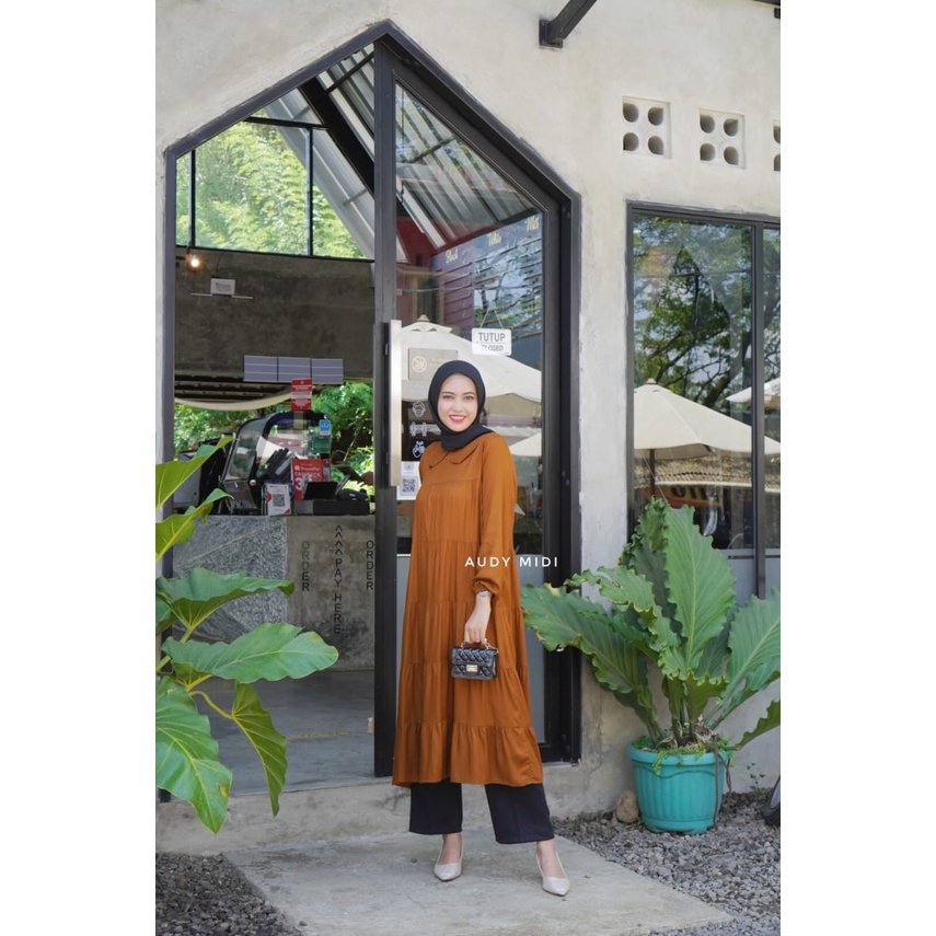 Midi Dress Polos Audy Dress Murah Hijab