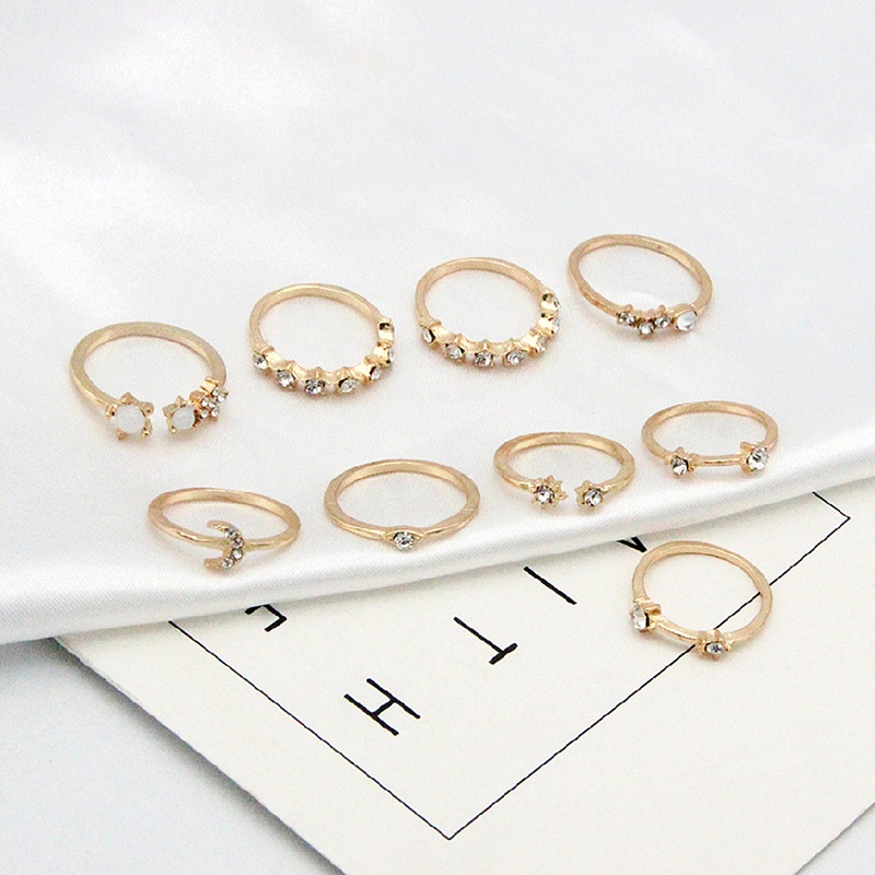 9pcs / set Cincin Buku Jari Aneka Bentuk Gaya Bohemia Untuk Wanita