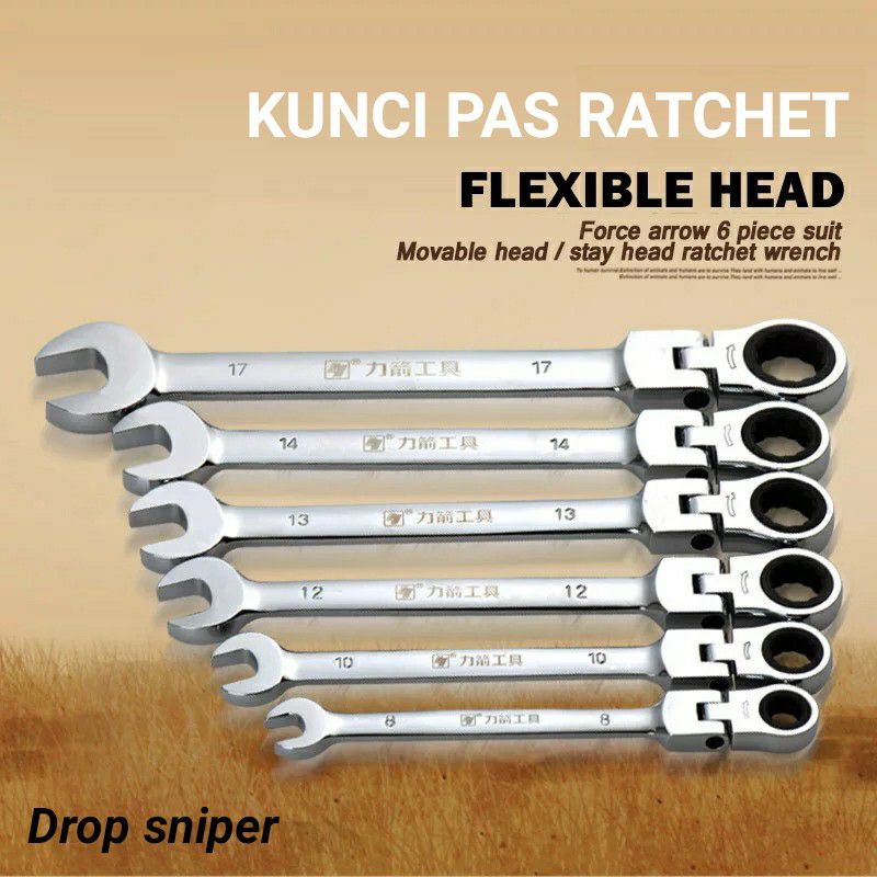 Kunci Pas Ratchet Double Head Dengan Kepala Fleksibe CL6