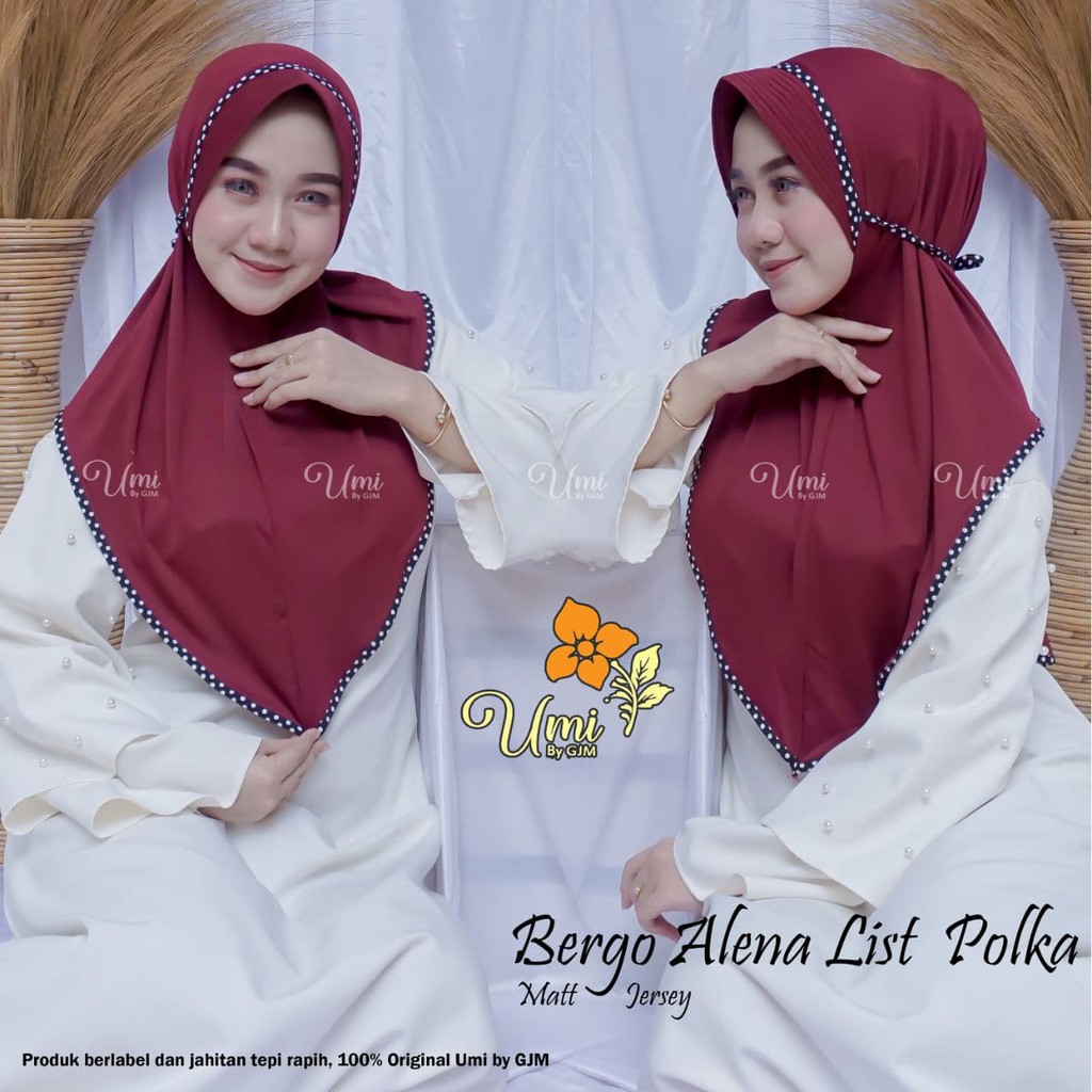 TERBARU - JILBAB BERGO ALENA JILBAB INSTAN MOITF POLKADOT || HIJAB INSTAN TALI