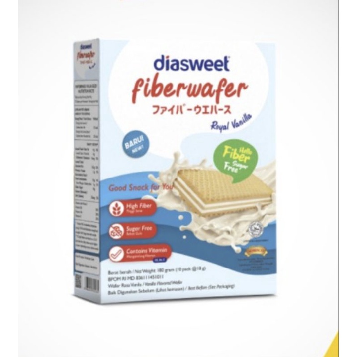 

DIASWEET LITEBITE Wafer Vanilla 180 Gram | Diabetic Friendly | Bebas Gula