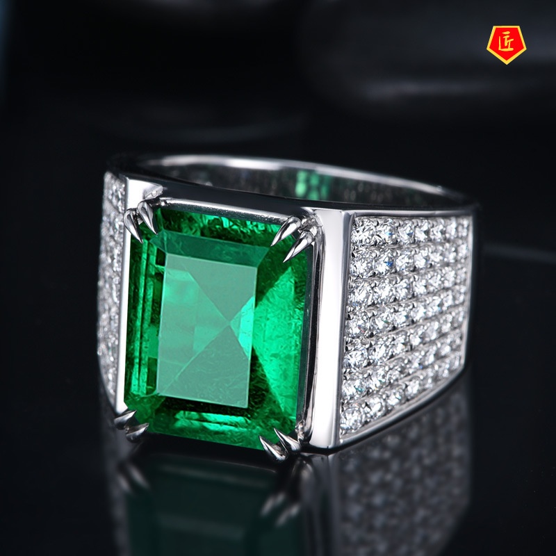 [Ready Stock]Fashion Personality 8 Karat Green Gem Ring