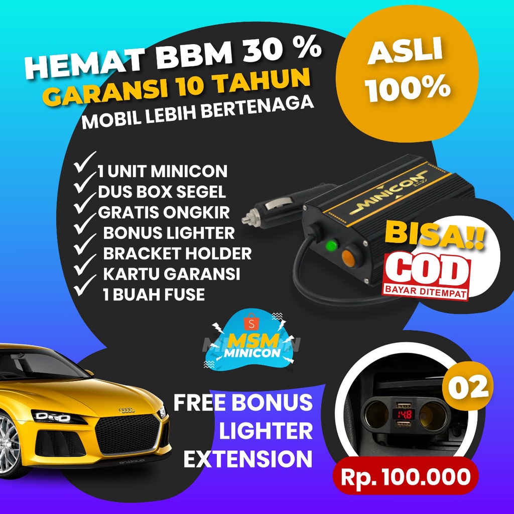 MINICON VOLT STABILIZER AKI ACCU ALAT PENGHEMAT BAHAN BAKAR MOBIL ASLI ORIGINAL GARANSI 10 TAHUN