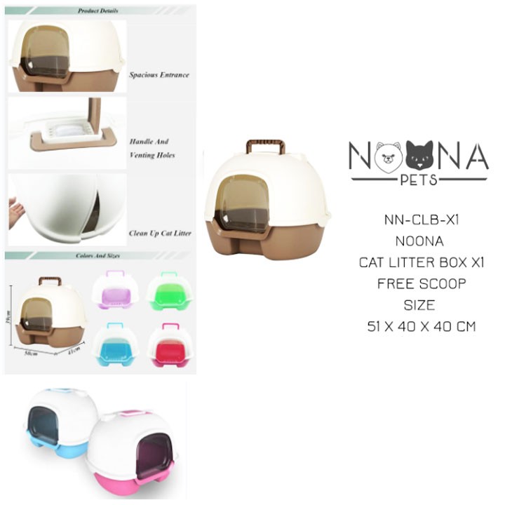 Noona Cat Litter Box 51x40x40cm Free Sekop Tempat/Bak Pasir Kucing