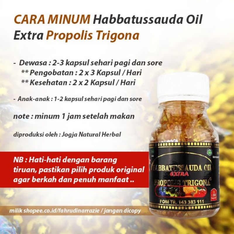 Habbatussauda Extra Propolis Trigona 100 &amp; 200 / Habbasyi Oil Propolis Trigona BPOM IMUNITAS TUBUH