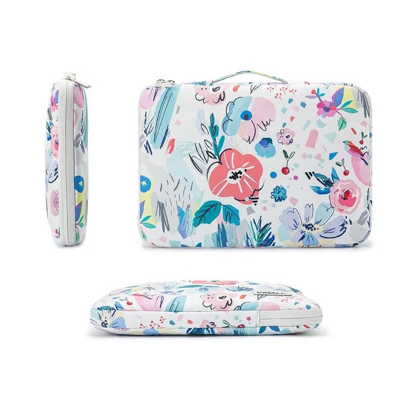 Tas Laptop Macbook KINMAC Flower Arrangement Handstrap Longstap Shockproof Size 13 14 15 16 inch