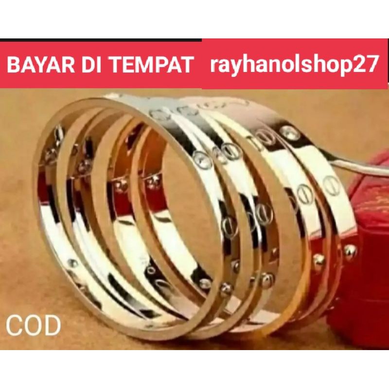 GELANG TANGAN TITANIUM ANTI KARAT/ANTI LUNTUR AWET DAN TAHAN LAMA BAHAN LAPIS EMAS 24 K GOLD