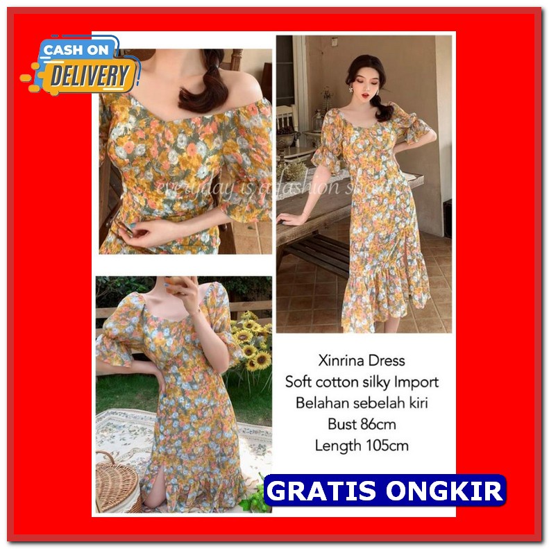 Cod Gamis Muslim Wanita Ceruty Babydoll Full Furing / Nadhira Maxy / D Xinrina Dress Import [Dress 0