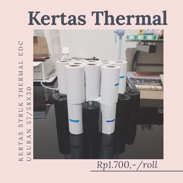 

Kertas Struk Thermal paper, register roll 57/58x30mm isi 10 Roll