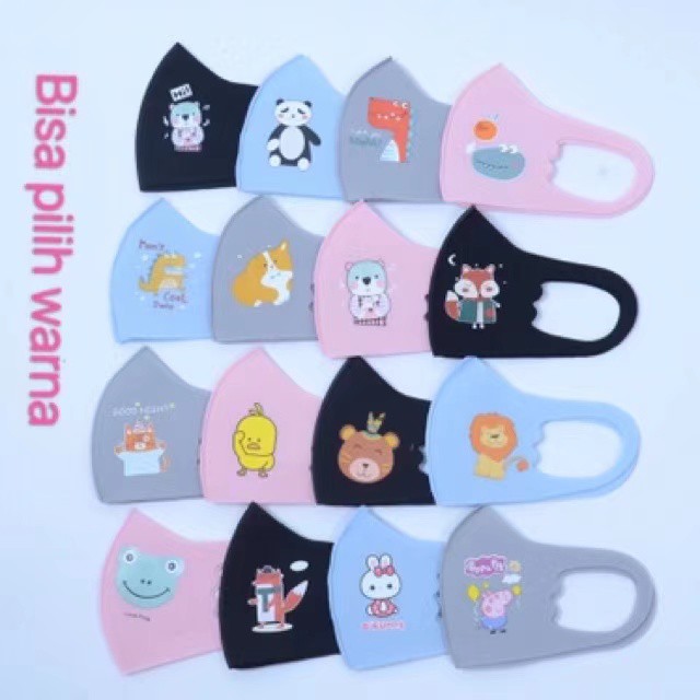 masker anak2 import motif karakter lucu bisa cuci