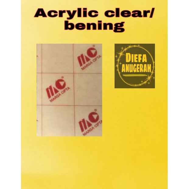 akrilik 2mm bening ukuran 40x25/akrilik lembaran/kaca plastik