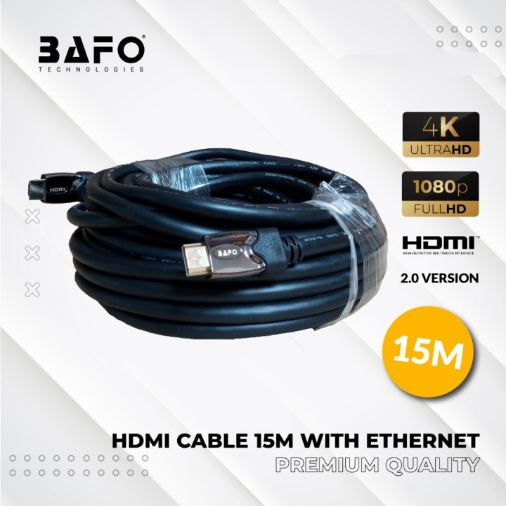 Cable hdtv 2.0 bafo 15m male gold plated 4k 60hz uhd 3d ethernet - Kabel Hdtv 19 pin 15 Meter