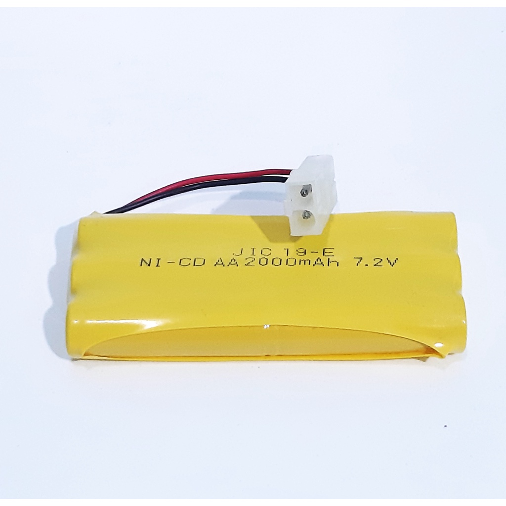 Adaptor + Baterai Mobil Remot/RC 6AA Ni-Cd 7.2v - 2000mAh Susun Tumpuk Socket Putih 2pin