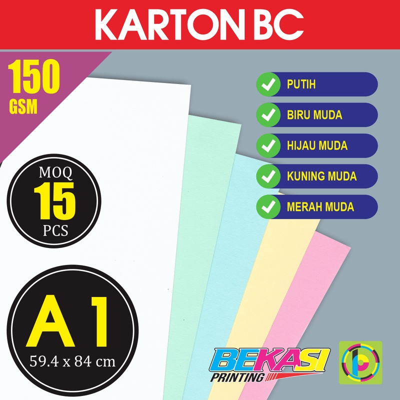 

Kertas Briefcard Brief Card BC 150 GSM Ukuran A1 59.4x84 cm isi 15 Lbr