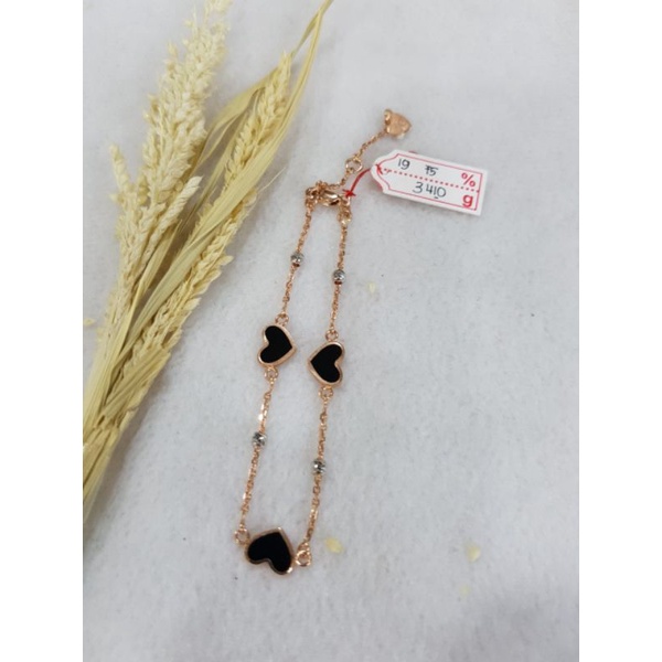 Gelang rantai emas 75 hati hitam