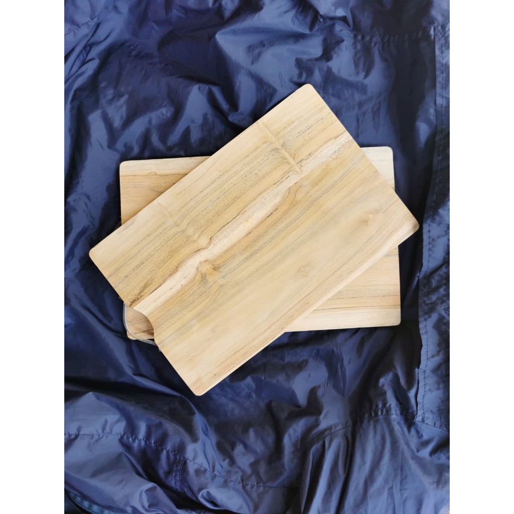 Talenan Kayu Jati Gagang karet 29x19cm Wooden Cutting Board Jati