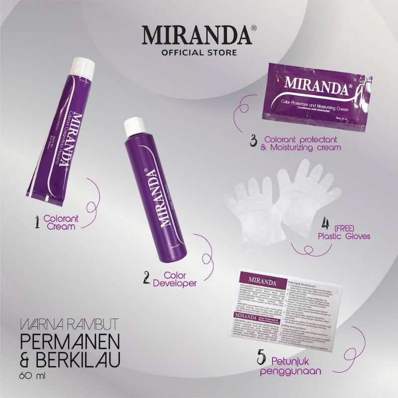 MIRANDA HAIR COLOUR 30ML/ SEMIR RAMBUT MIRANDA 30ML