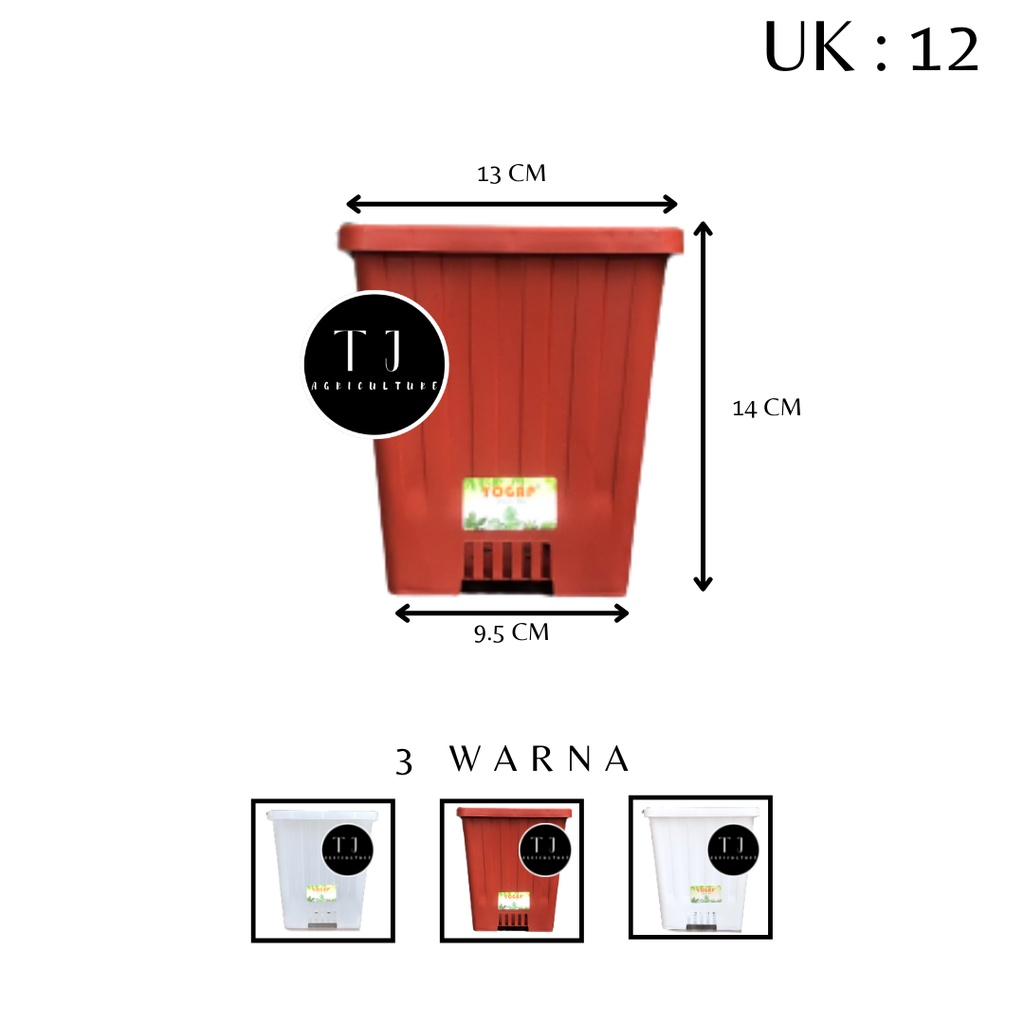 Pot Yogap YPK Uk 12 | Pot Yogap Kotak YPK Bening Transparan Merah Bata Murah