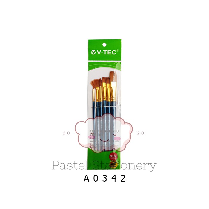 Kuas Lukis Cat Air Minyak Akrilik Poster V-Tec A0342 - Watercolor Acrylic Paint Brush 1 Set Isi 6 Bu