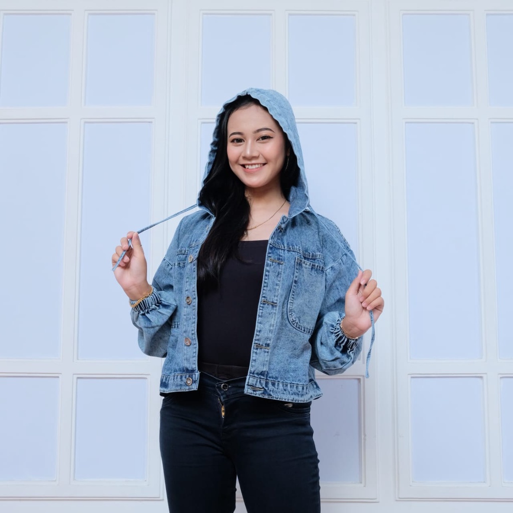 JAKET JEANS OVERSIZE WANITA //  VINTAGE JAKET JEANS OVERSIZE MODEL HOODIE