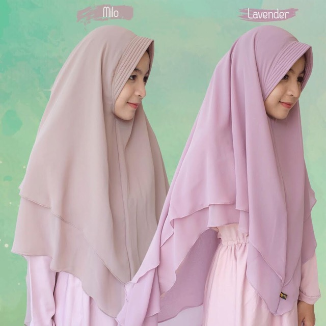 Khimar khadijah 2 layer model pinguin