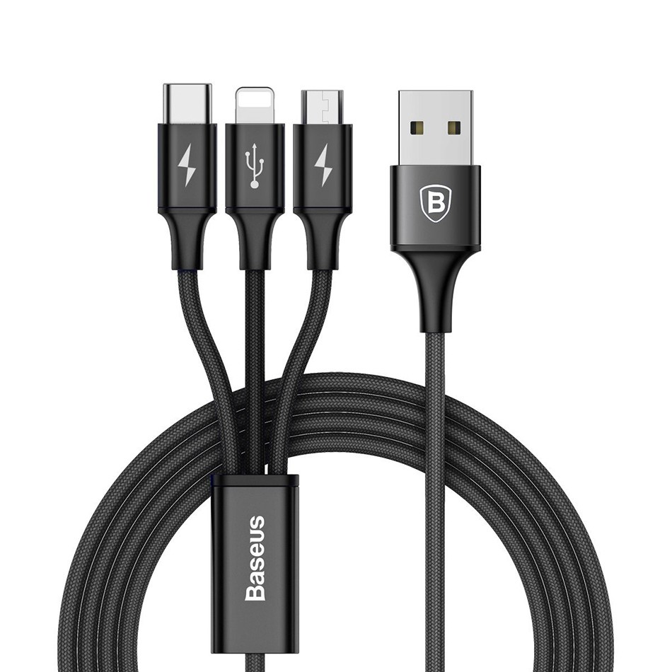 Baseus Rapid Series 3 in 1 Micro USB + Lightning + Type-C 3A 1.2M