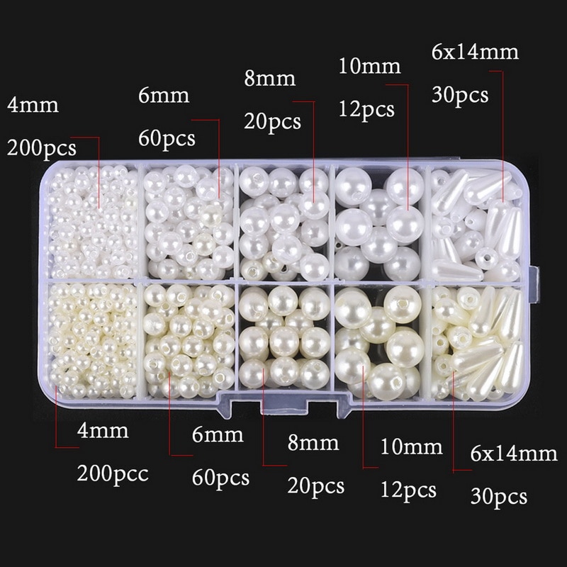 600pcs / 1300pcs Manik-Manik Mutiara Imitasi Bentuk Bulat Bahan Abs Diameter 4mm - 12mm Untuk Dekorasi Pakaian