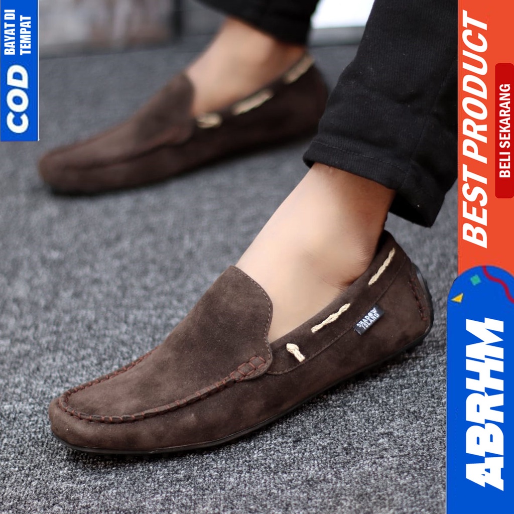 Sepatu Slip On Santai Casual Slop Kerja Hitam Pria Abrhm Hunigo