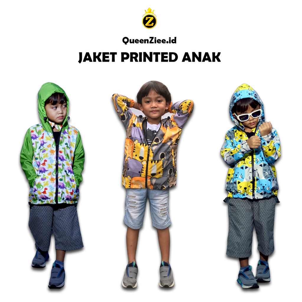 Jaket Anak Lucu Bahan Parasut Vest Printing Olahraga Outdoor Sports