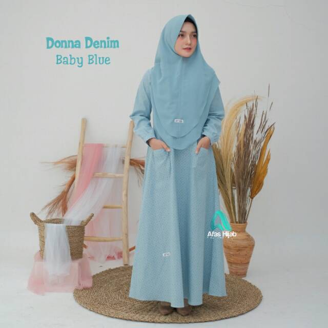 Gamis Set Hijab Donna Denim by Afas Hijab