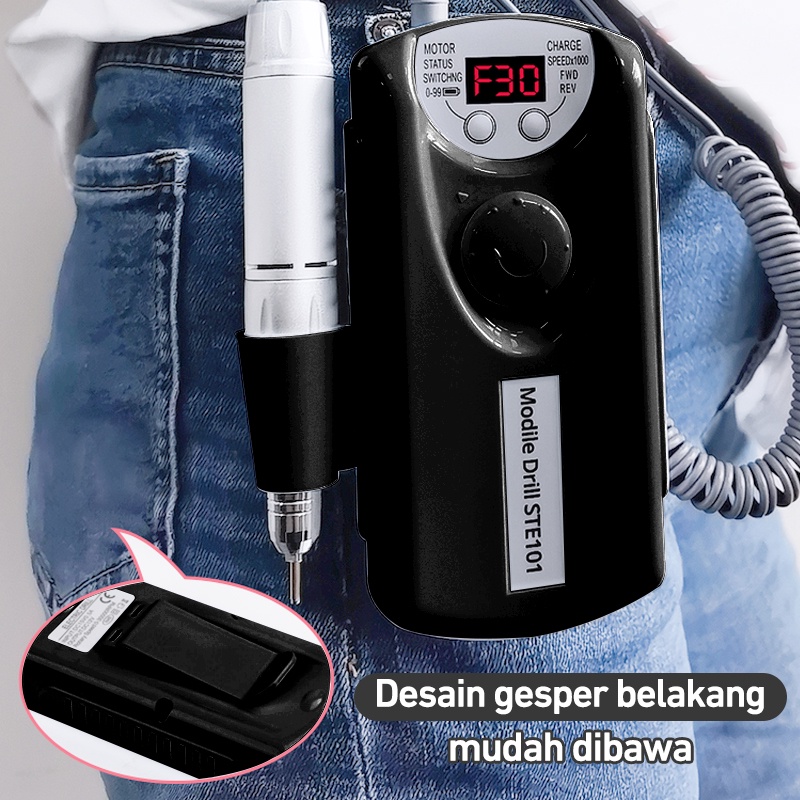 Kaikki Alat Kikir Kuku Elektrik  Portable Rechargeable Nail Drill Polisher Grinding Untuk Manicure / Nail Art