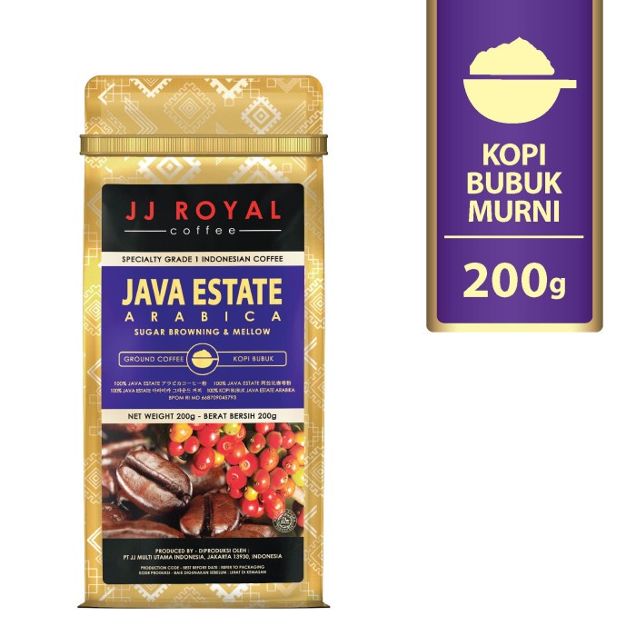 

JJ Royal Coffee Java Estate Arabica Ground (Kopi Bubuk) Bag 200gr