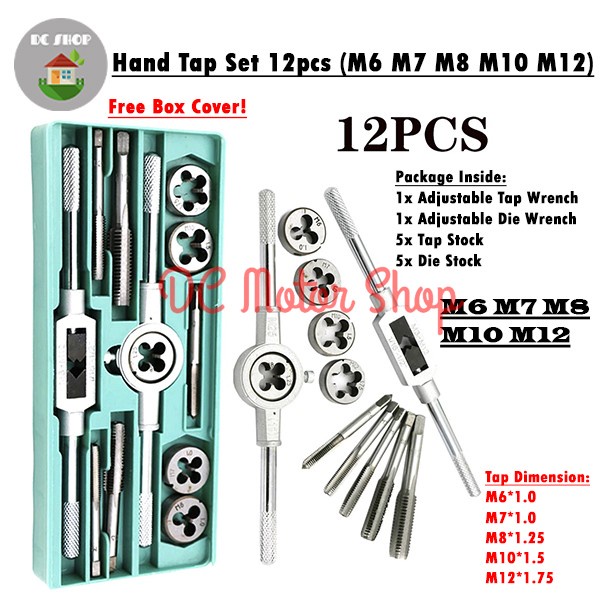 Jual Hand Tap Set Adjustable Hand Tab Dies Set 12Pcs Alat Snai dan Tap