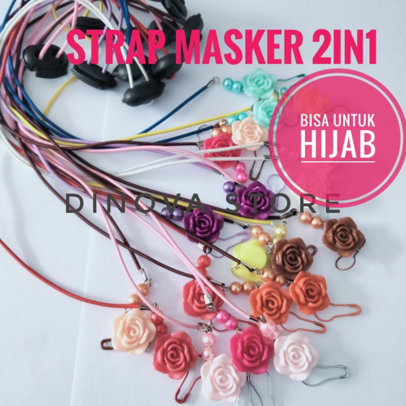 strap masker 2in1 BUNGA RESIN MAWAR/tali masker/pengait masker/strap mask