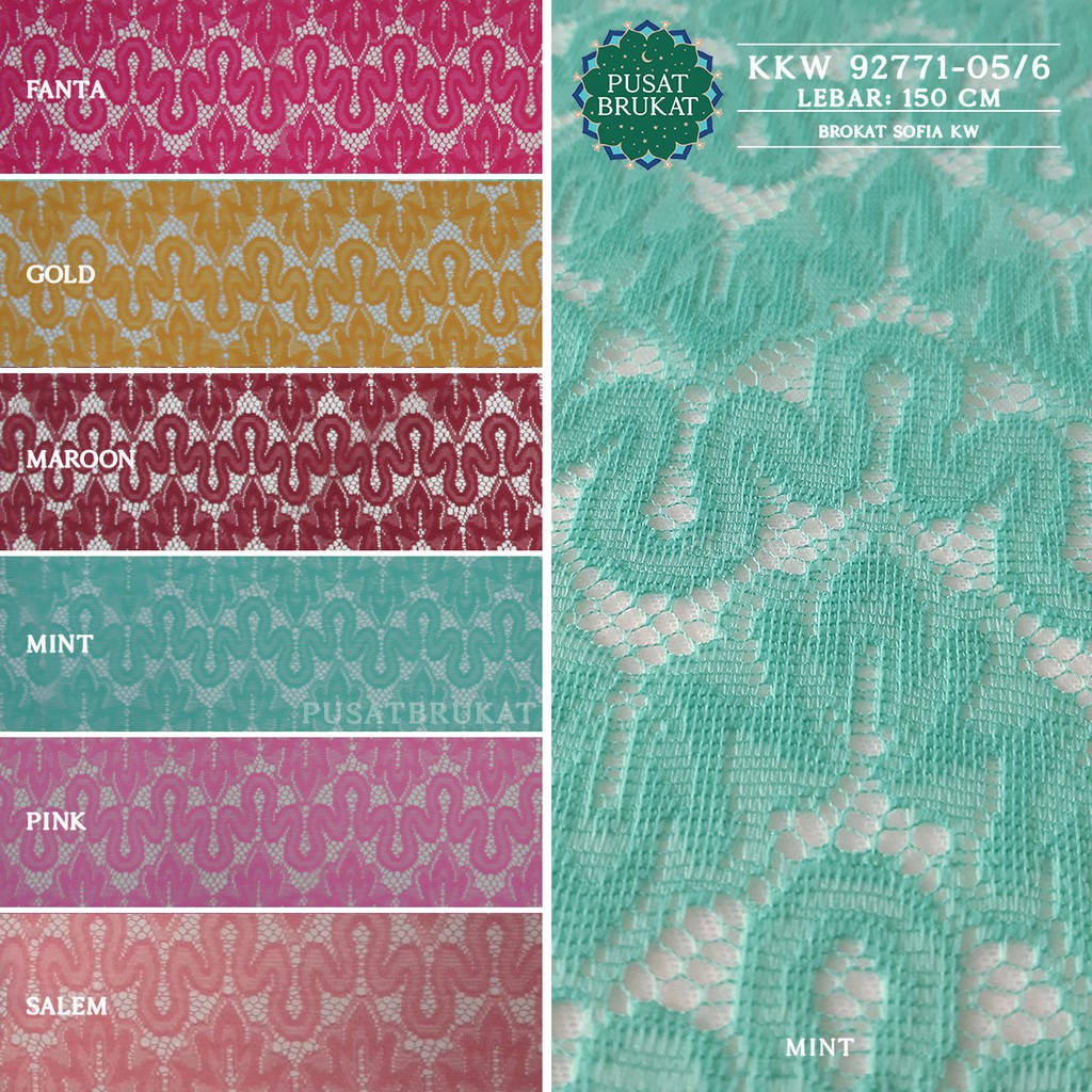 KAIN BRUKAT LACE KEBAYA METERAN / BROKAT MALIKA VINTAGE MOTIF SALUR OMBAK - LARISSA KW 92771 - LEBAR 150CM- [harga per 0.5m]