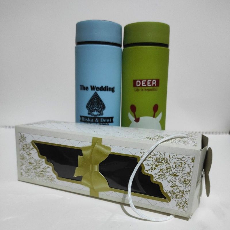 Souvenir botol Animal free custom sablon nama free box dan tali kur