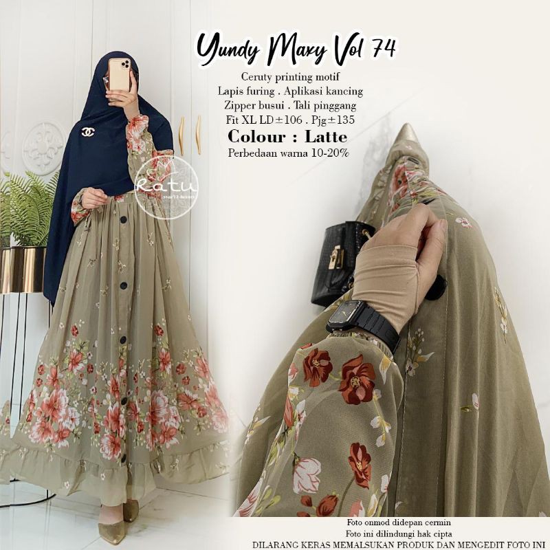 Yundy Maxy by Ratu Mulabees Gamis Ceruty Printing