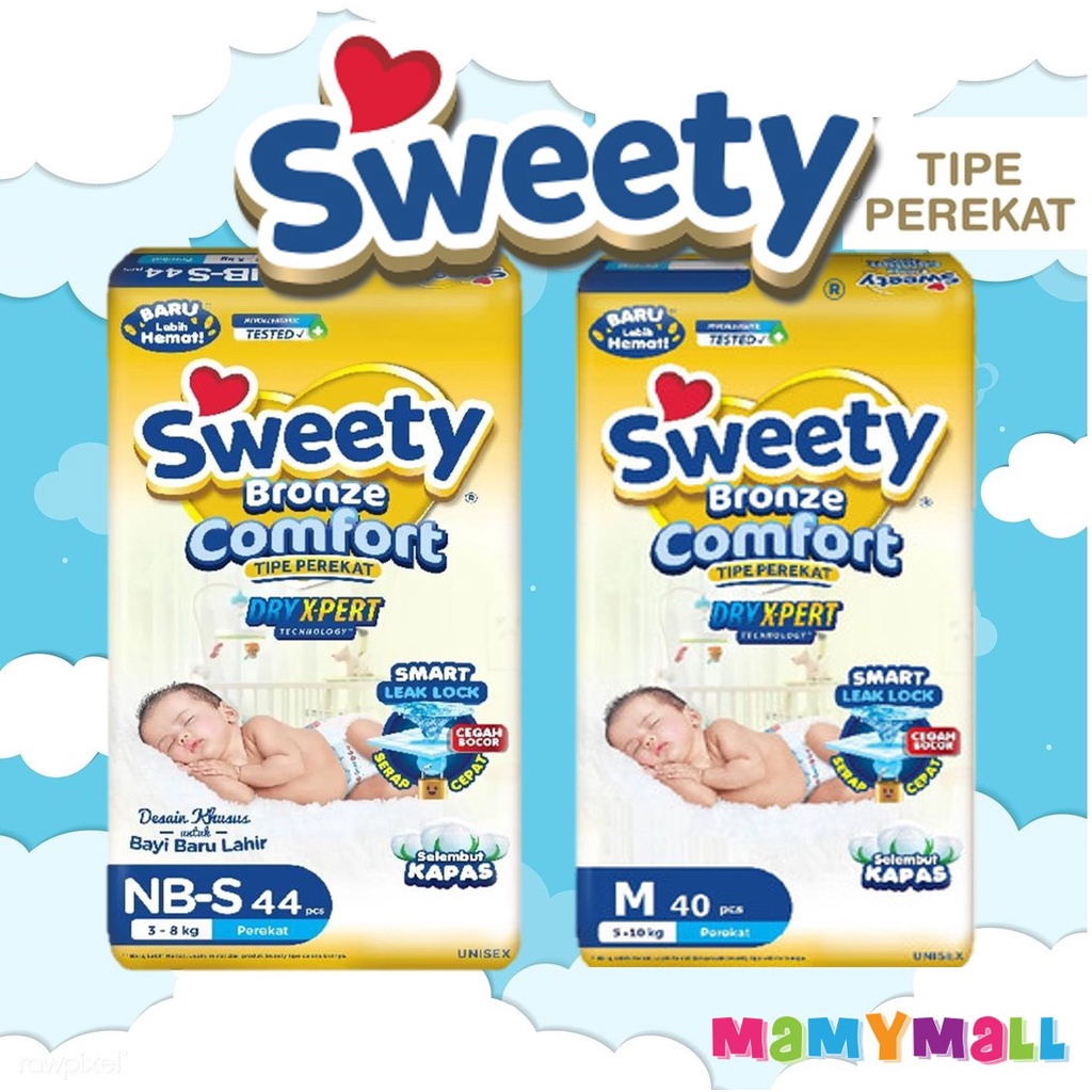 Sweety perekat bronze Comfort dryxpert NB-S44 M40 tipe perekat dry xpert baby tape popok sekali paka