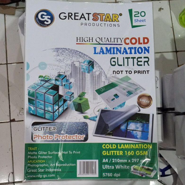 

B..LAMINASI DINGIN GLITTER/COLD LAMINATION A4/20 lembar 160 gr.M H4rga_gr0sir