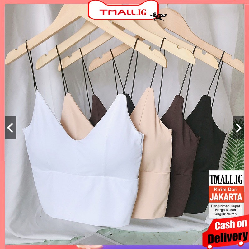 ♕ Tmall ♕ TM-107 TANKTOP BRA WITH CUP BH SINGLET PAKAIAN ATASAN WANITA IMPORT CROP-1