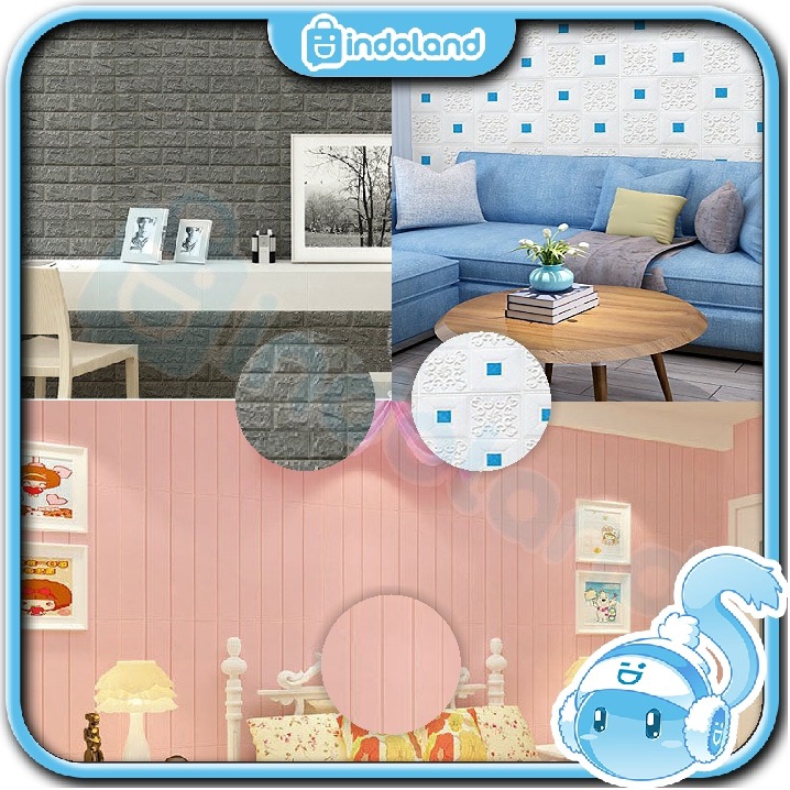 ☀ INDOLAND ☀Wallpaper Dinding Foam 3D Motif Batu Bata Ukuran 77 x 70CM Dekorasi Kamar Rumah Murah