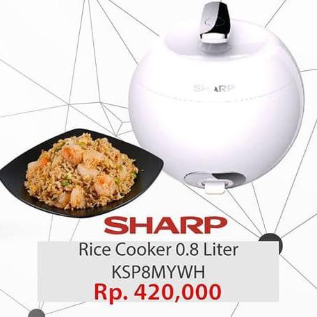 Sharp Rice Cooker Apple 0.8 Liter – Ksp8Mywh - Merah - Promo 